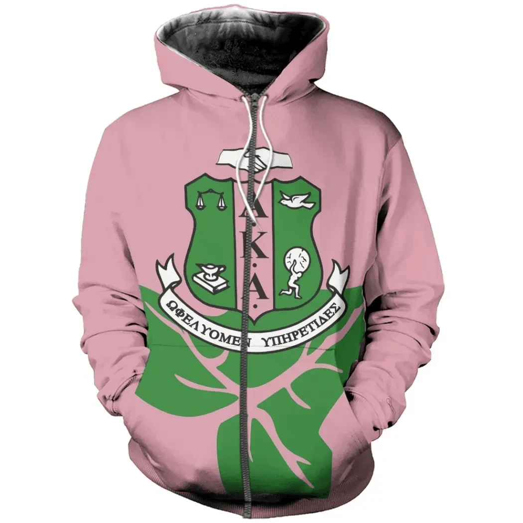 Sorority Hoodie - AKA And Ivy League Pink Zip Hoodie