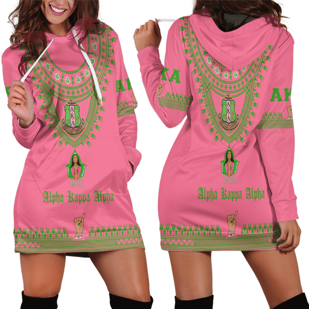 Sorority Hoodie - AKA Sorority Dashiki Hoodie Dress