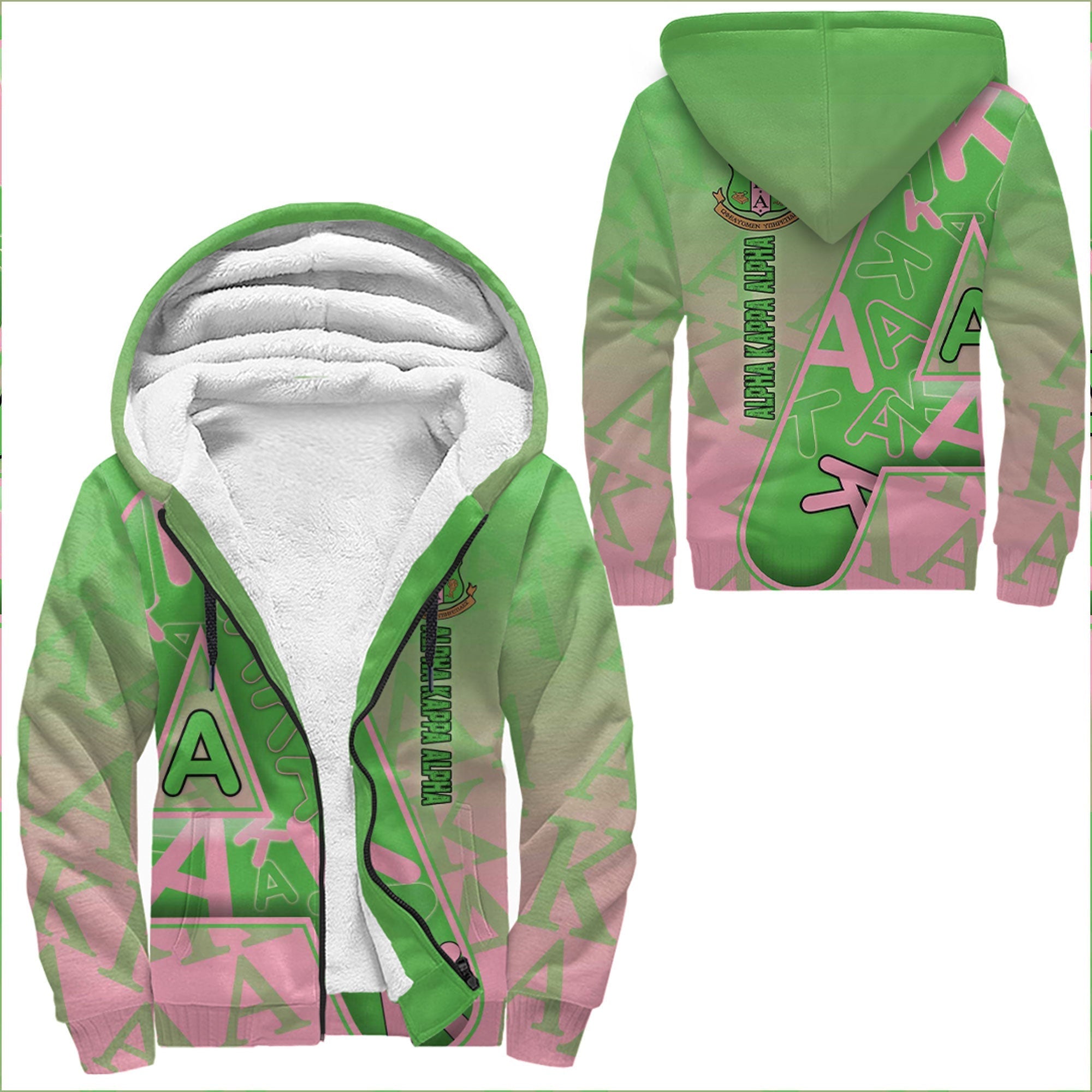 Sorority Hoodie - AKA Letters Pattern Sherpa Hoodies