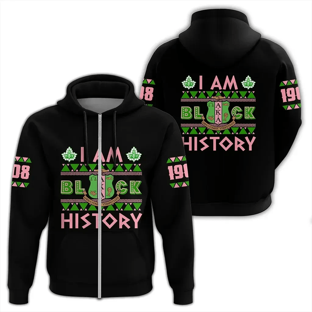 Sorority Hoodie - I Am Black History AKA Zip Hoodie