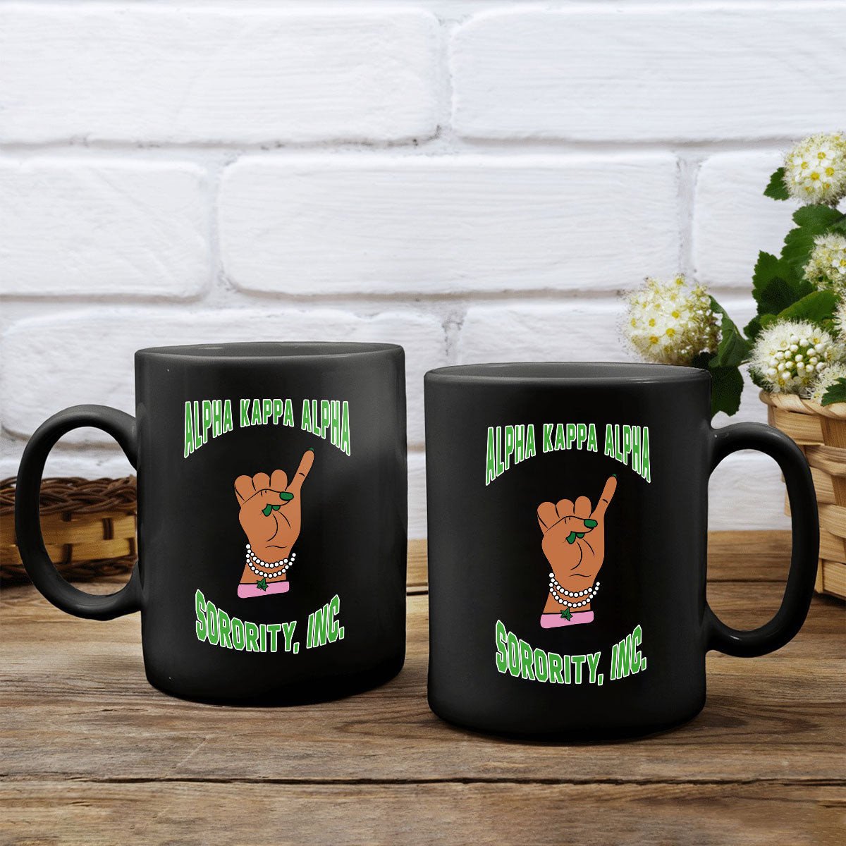 Sorority Drinkware - AKA Pearls Handsign Mug
