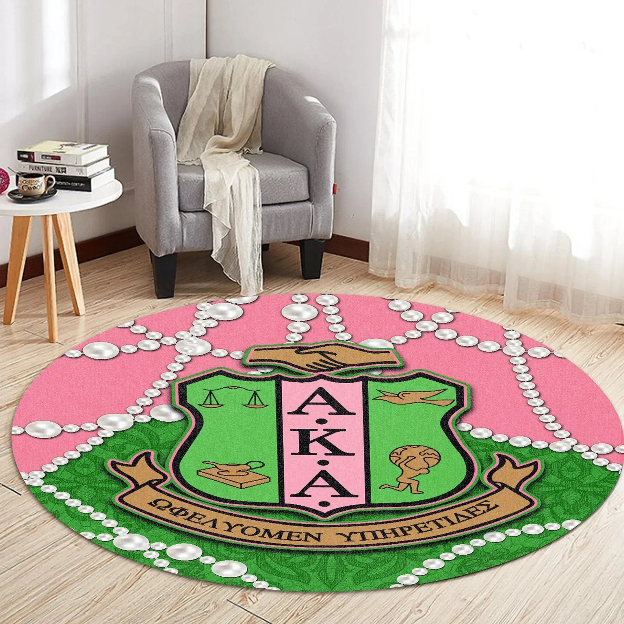 Sorority Carpet - AKA Home Round Carpet - Roy Style