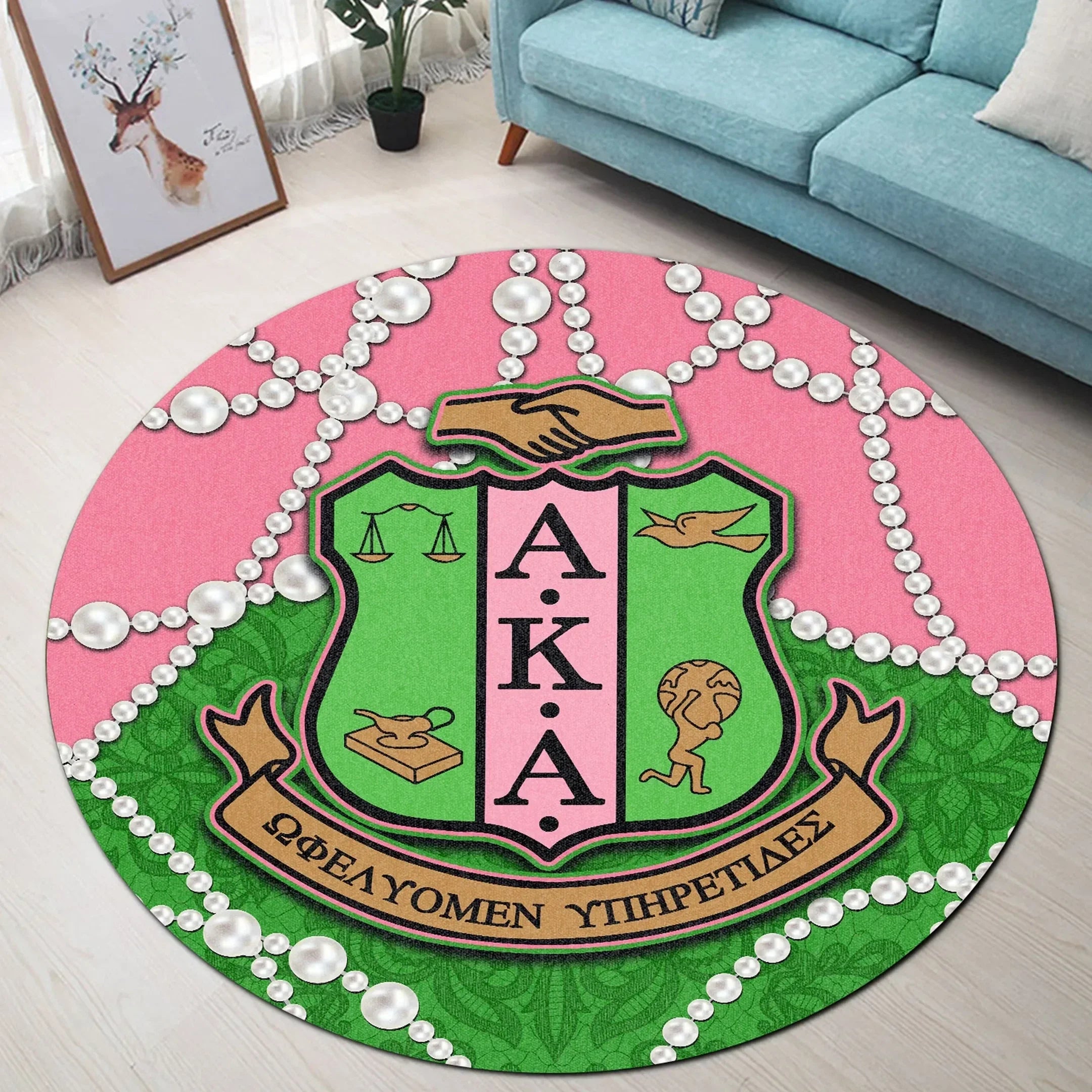Sorority Carpet - AKA Home Round Carpet - Roy Style