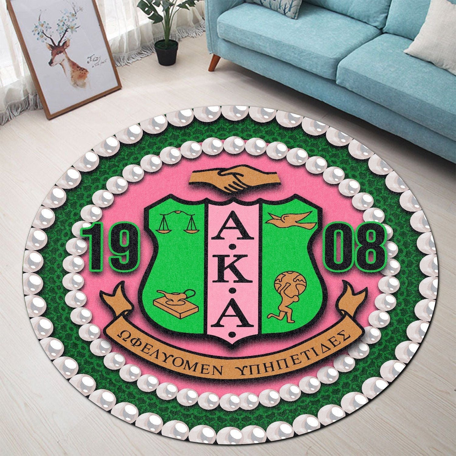 Sorority Carpet - AKA Pearl Round Carpet