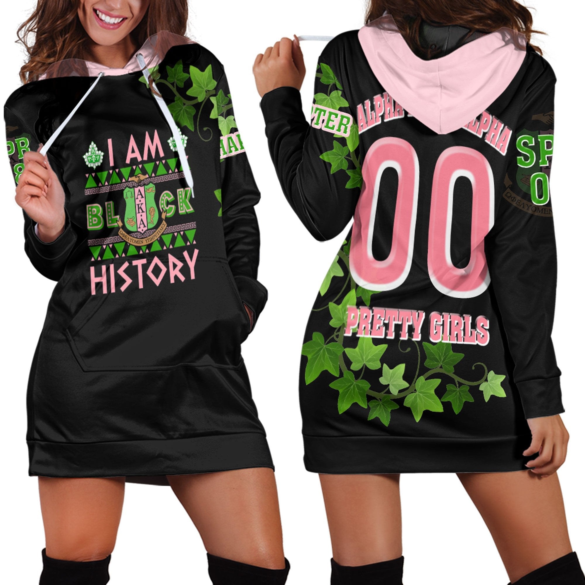 Sorority Hoodie - AKA Black History Hoodie Dress