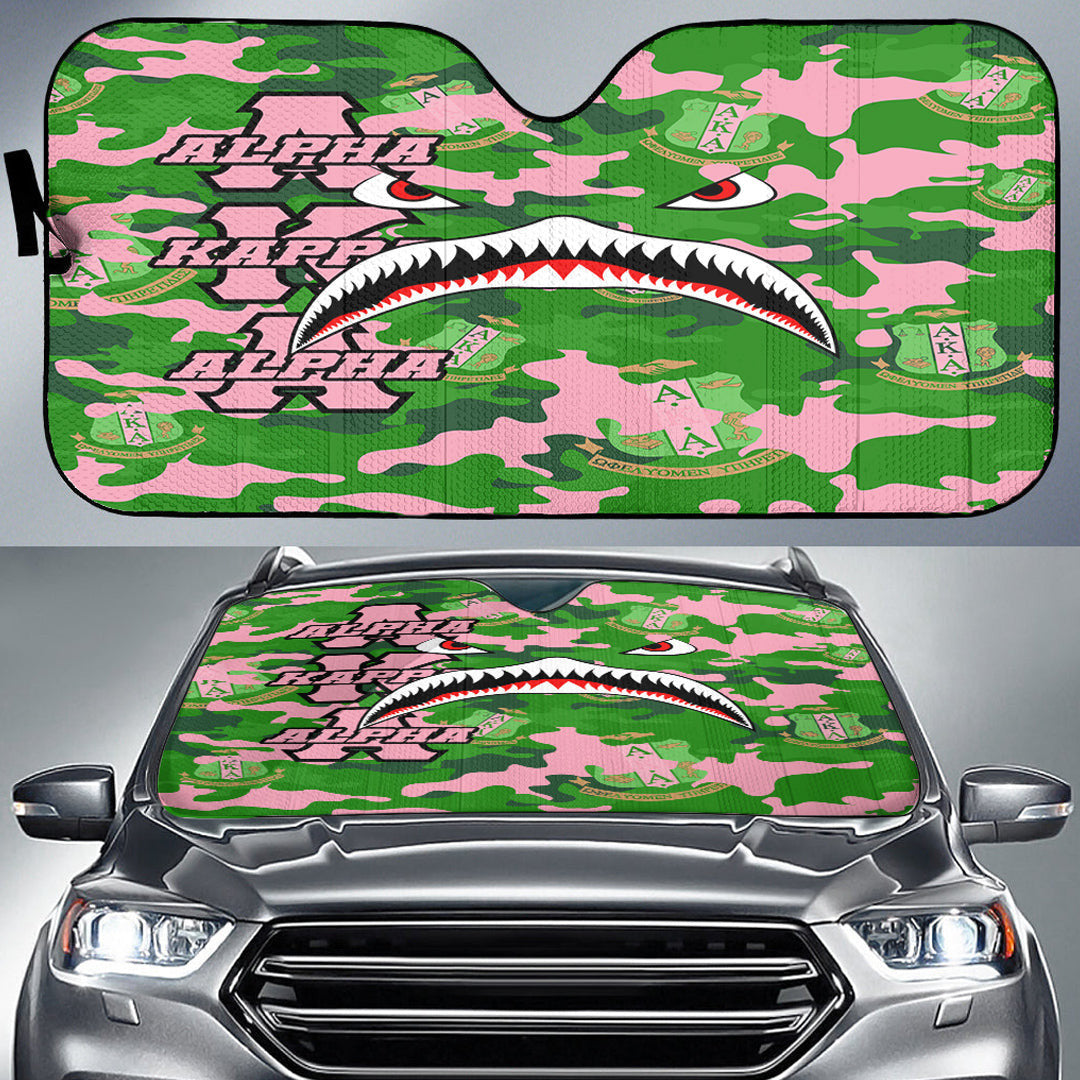 Sorority Auto Sun Shades - AKA Full Camo Shark Auto Sun Shades