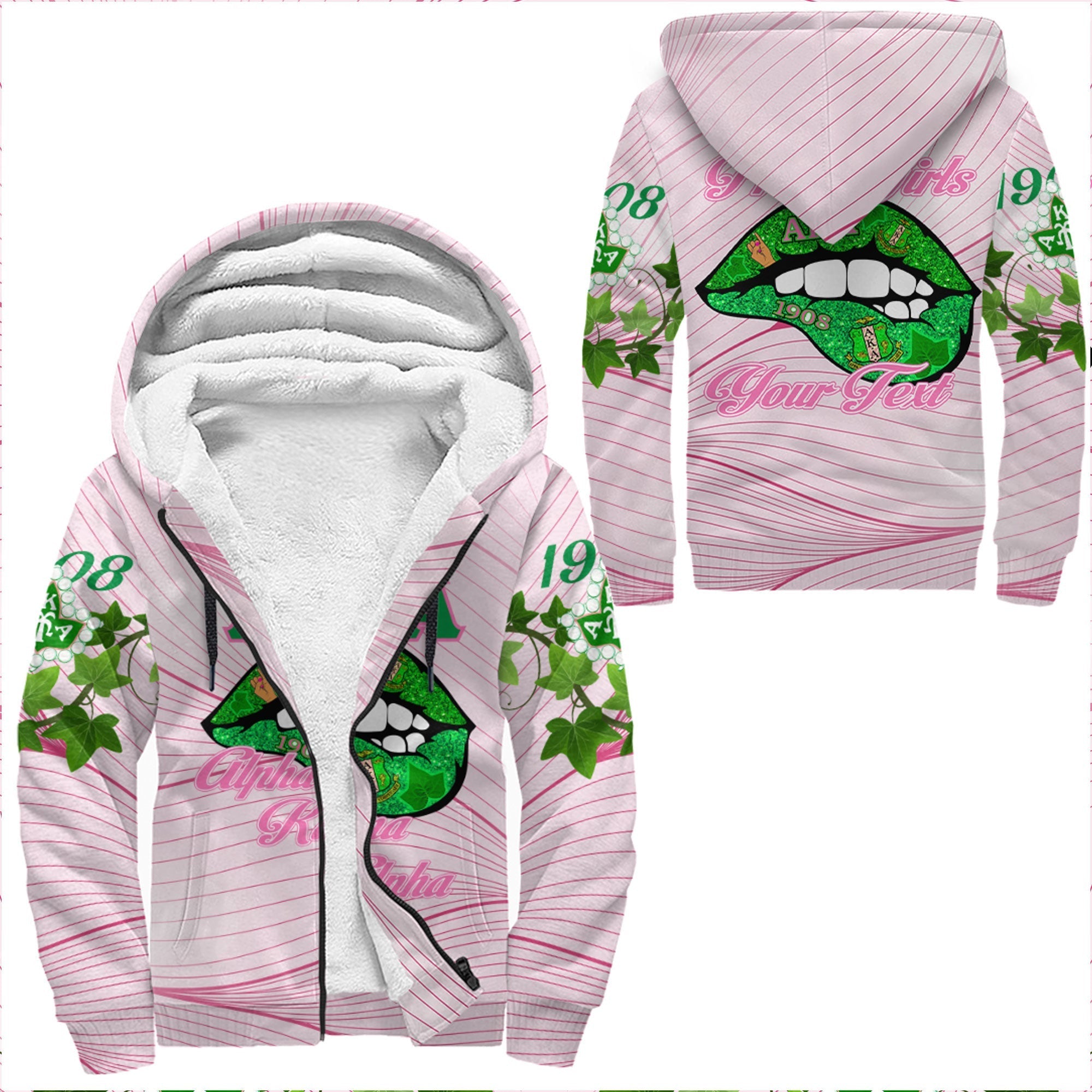 Sorority Hoodie - Custom AKA Lips Sherpa Hoodies