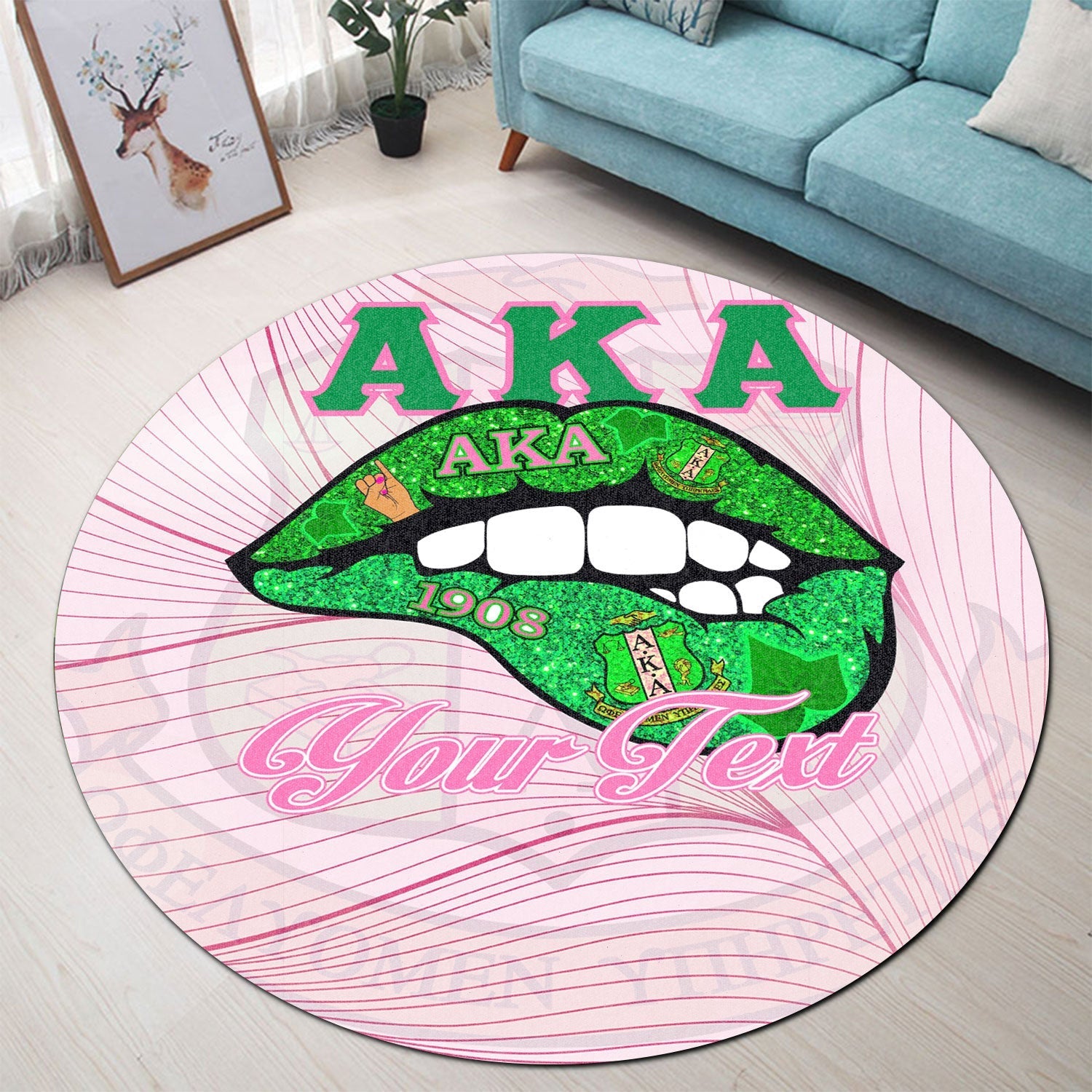 Sorority Carpet - Custom AKA Lips Special Version Round Carpet