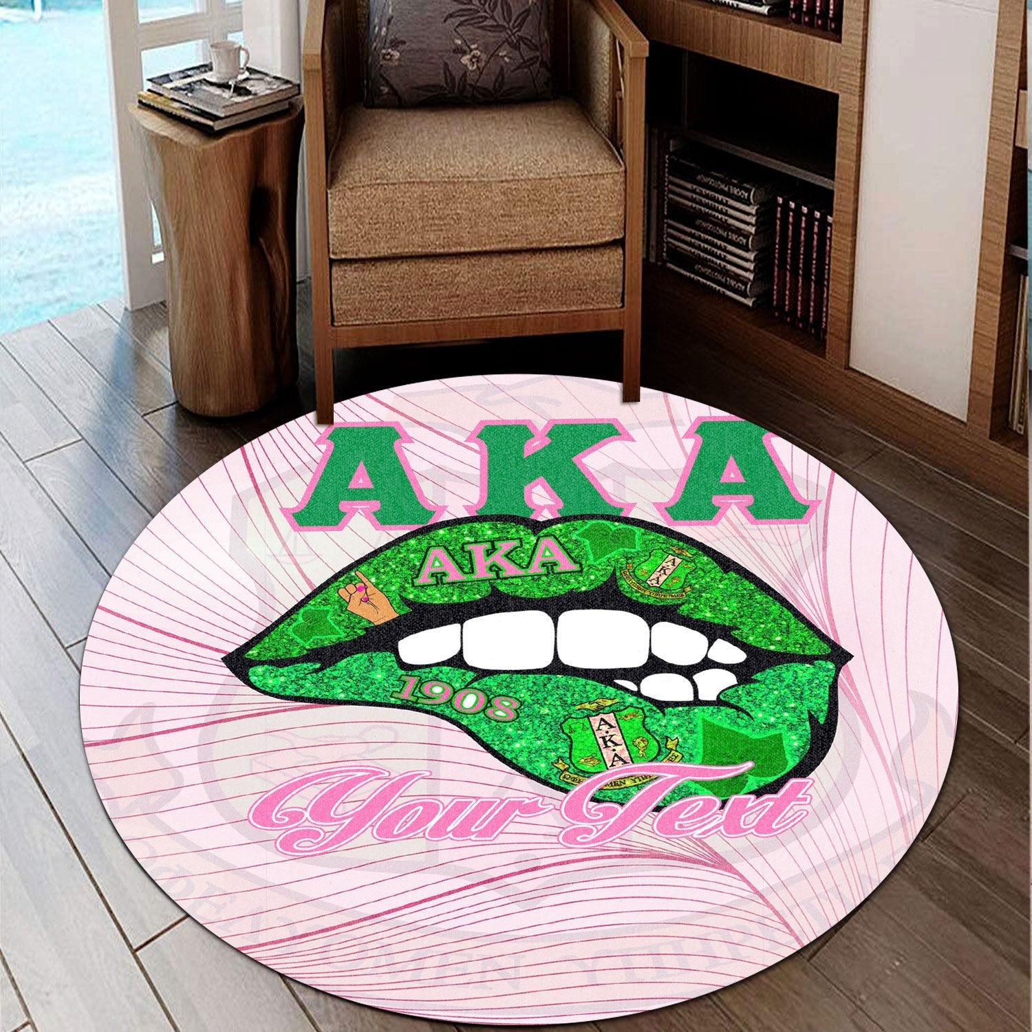 Sorority Carpet - Custom AKA Lips Special Version Round Carpet