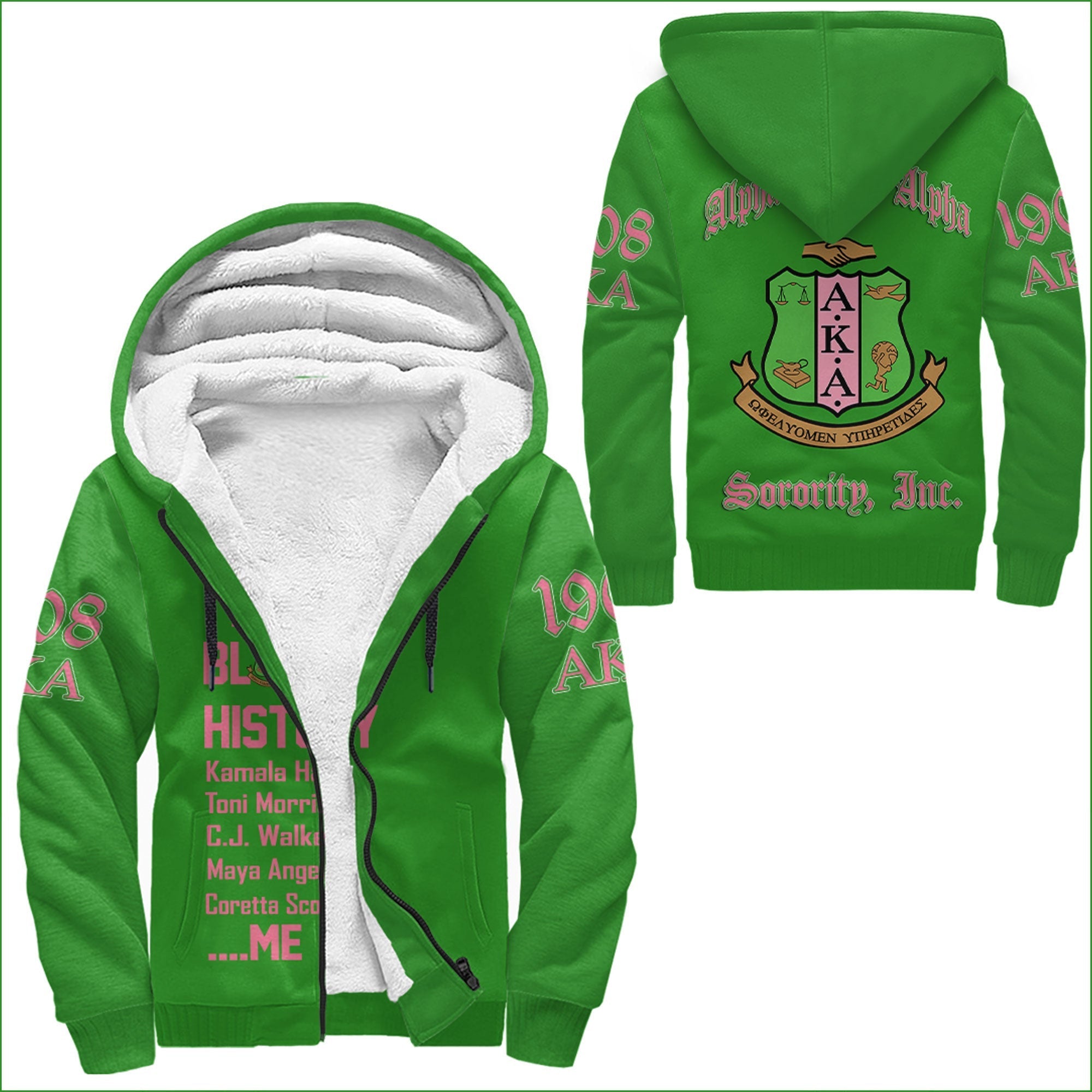 Sorority Hoodie - AKA 1908 Black History Sherpa Hoodies