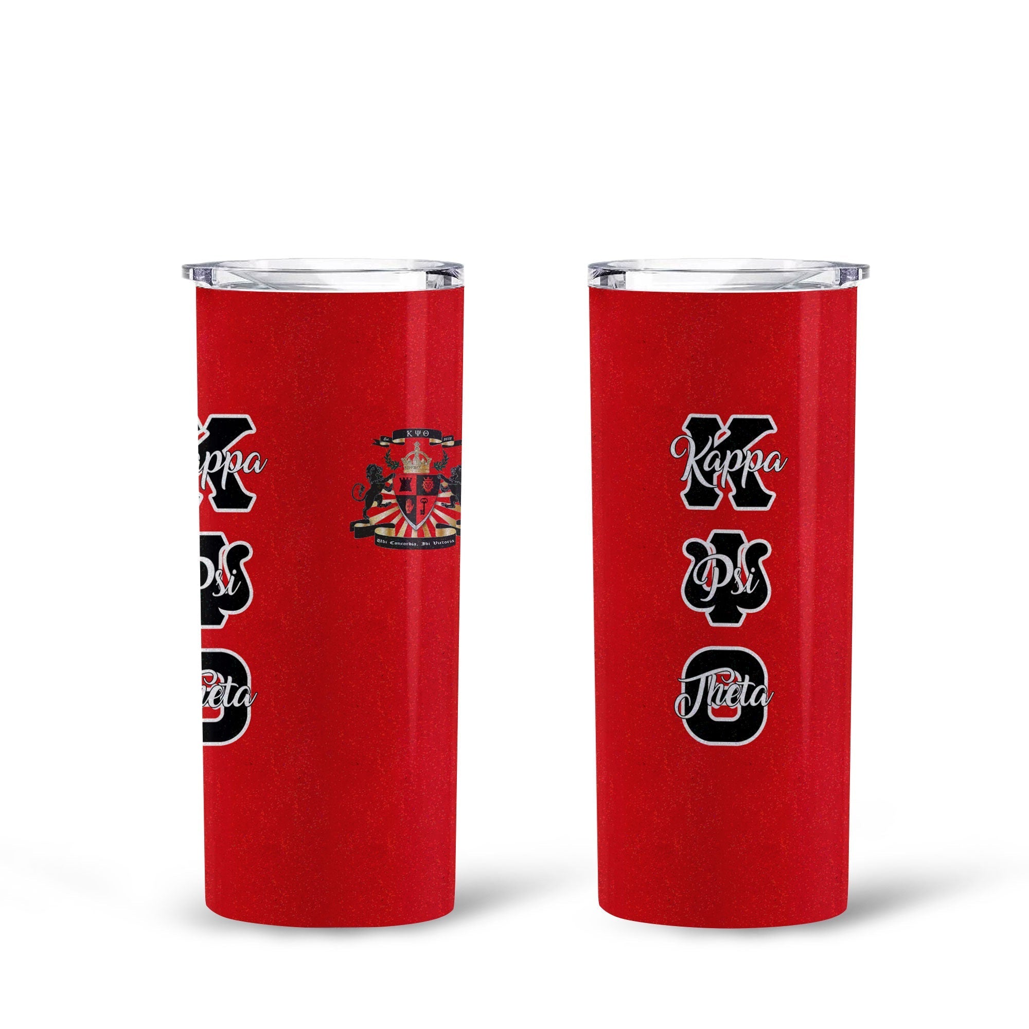 Fraternity Tumbler - Kappa Psi Theta Tall Glitter Tumbler Original Red Style