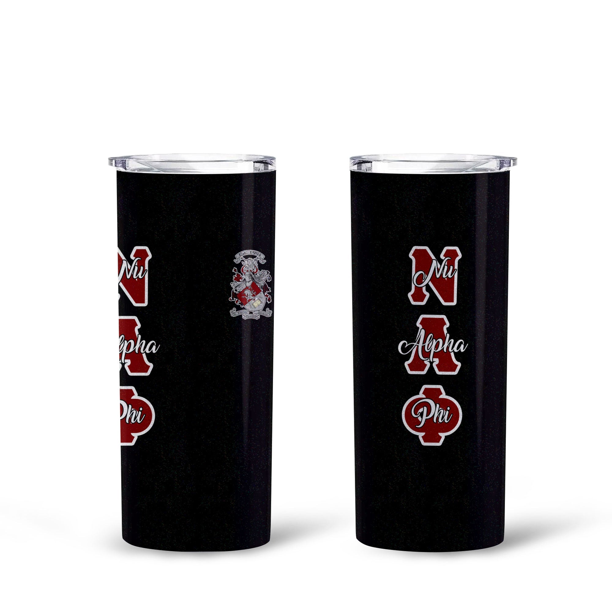 Fraternity Tumbler - Nu Alpha Phi Tall Glitter Tumbler Original Dark Style