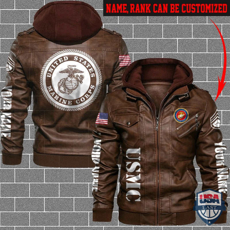 Personalized USMC Leather Jacket - HVsun
