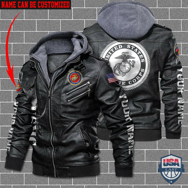 United States Marine Corps Custom Name Leather Jacket - HVsun
