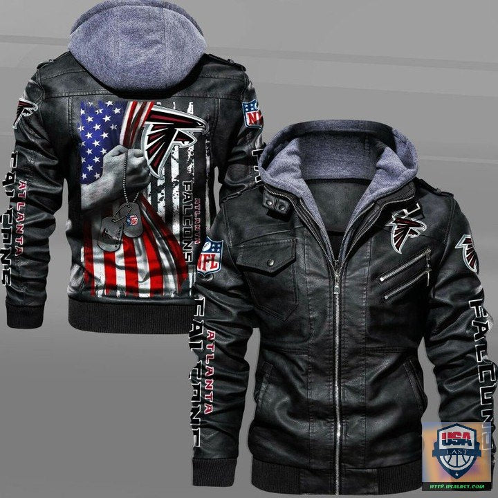 Atlanta Falcons Military Dog Tag Leather Jacket - HVsun