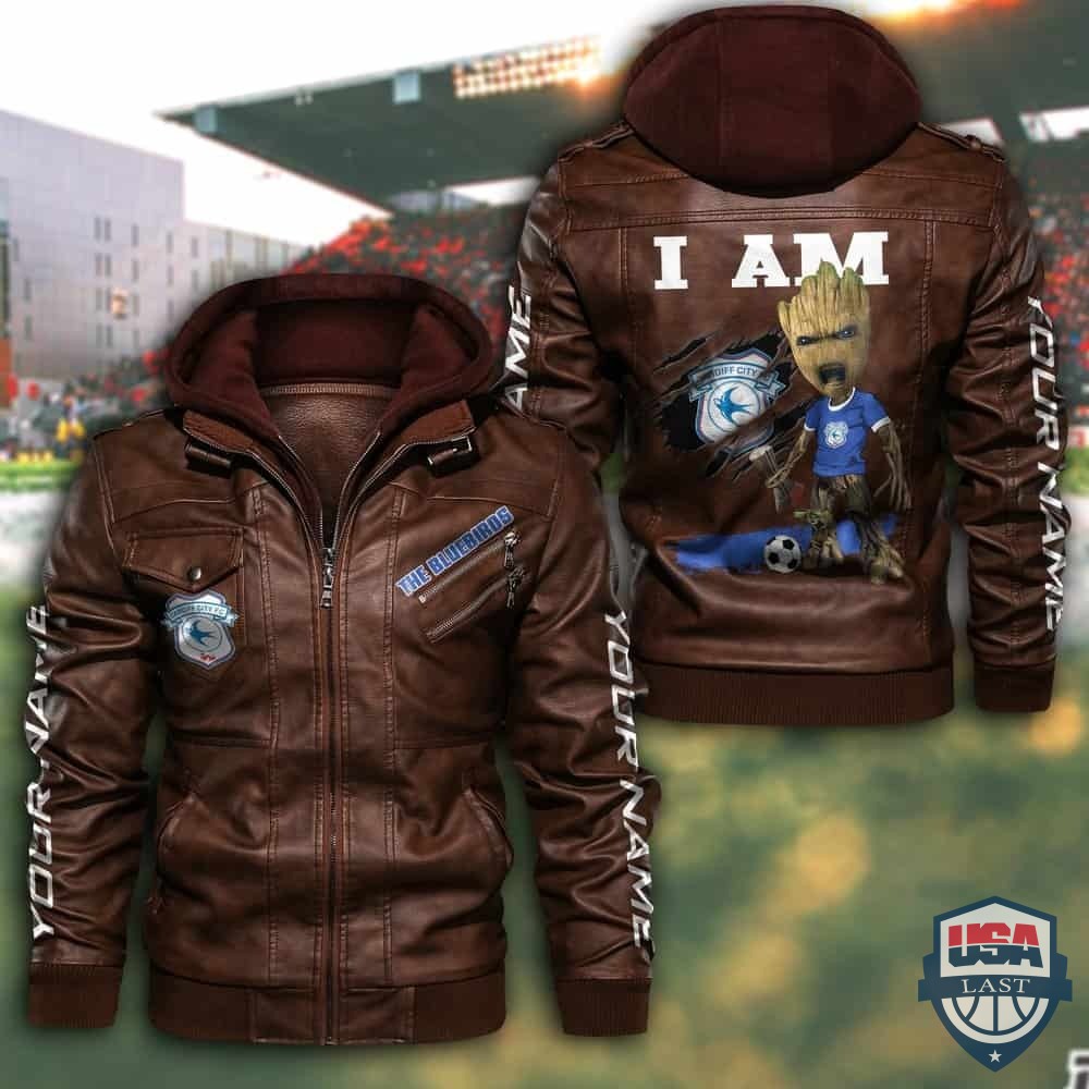 Customize Groot I Am Cardiff City Fan Leather Jacket - USALast