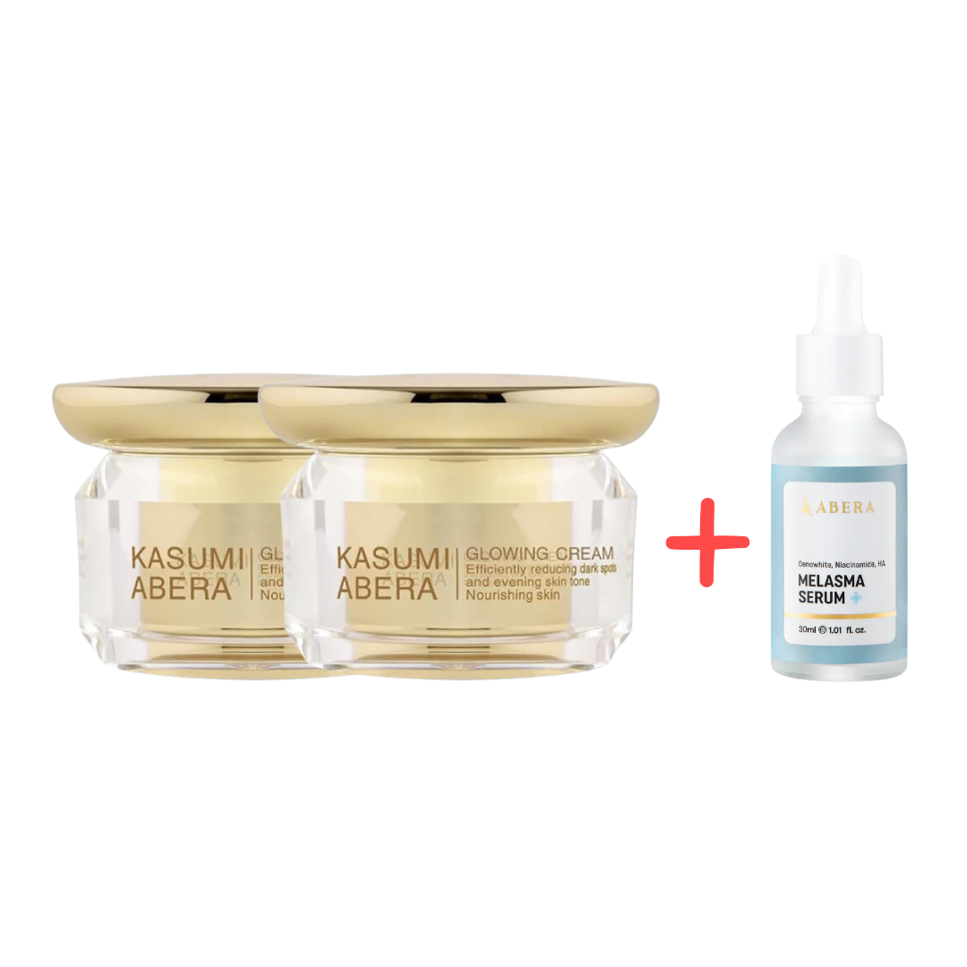 Abera Kasumi Glowing Cream & Melasma Serum – Brightening & Even-Tone Skincare Set with Genowhite, Niacinamide & HA