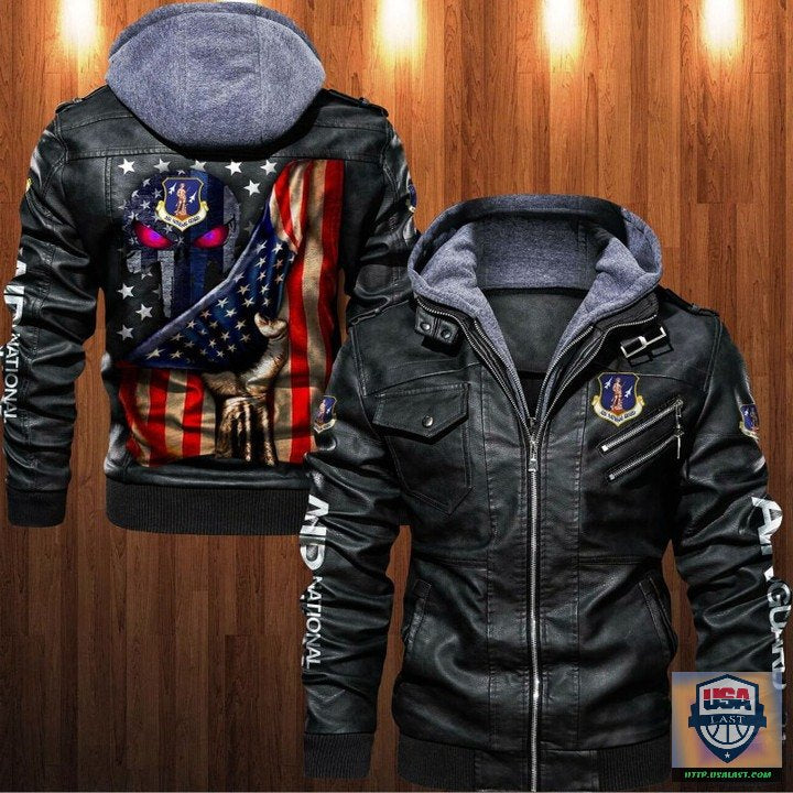 Air National Guard Punisher Skull Leather Jacket - HVsun