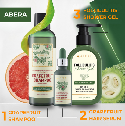 Abera Body & Hair Care Set – Soothing Folliculitis Cleanse & Hair Strengthening with Tea Tree + Pink Grapefruit