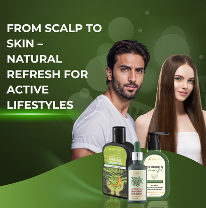 Abera Folliculitis & Dandruff Care Set – Soothing Body Cleanse & Herbal Anti-Dandruff Scalp Care with Tea Tree + Ginseng Extract