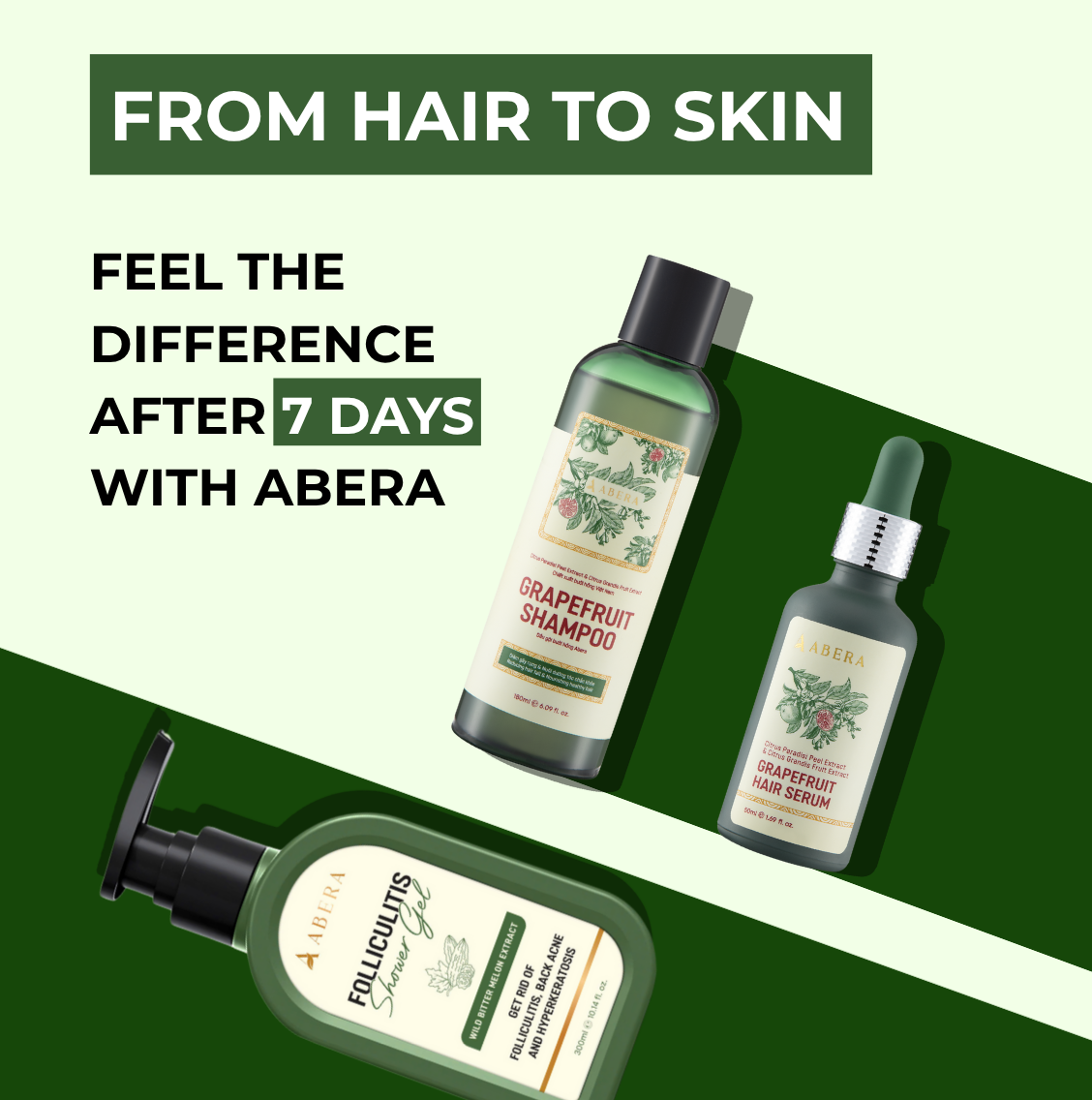 Abera Body & Hair Care Set – Soothing Folliculitis Cleanse & Hair Strengthening with Tea Tree + Pink Grapefruit