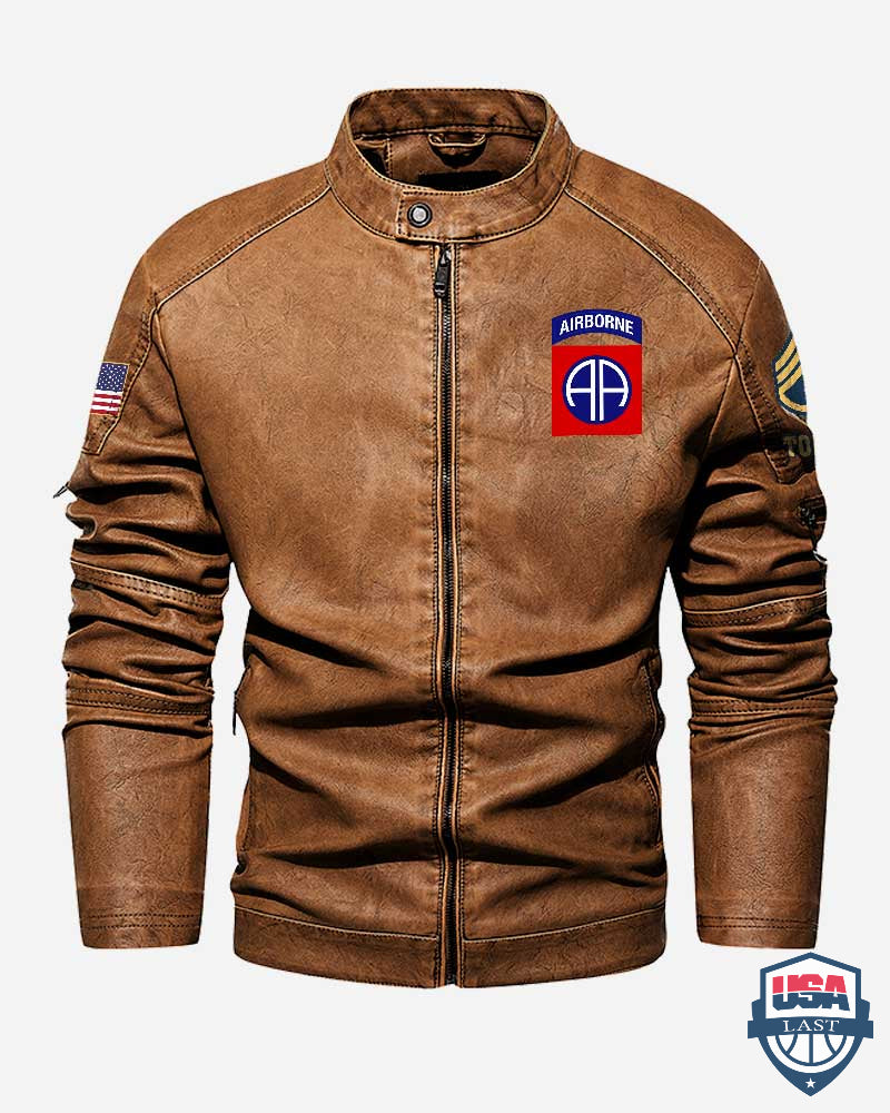 82nd Airborne Division All The Way Custom Collar Leather Jacket - HVSun