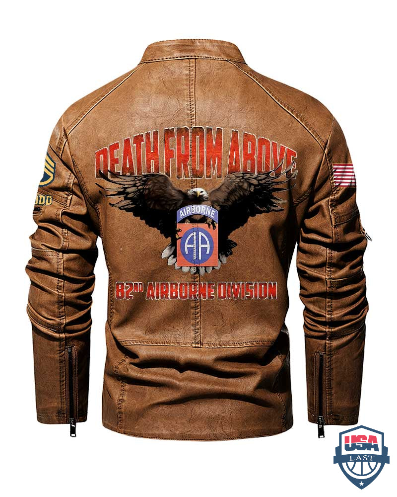 82nd Airborne Division Death From Above Custom Collar Leather Jacket - HVSun