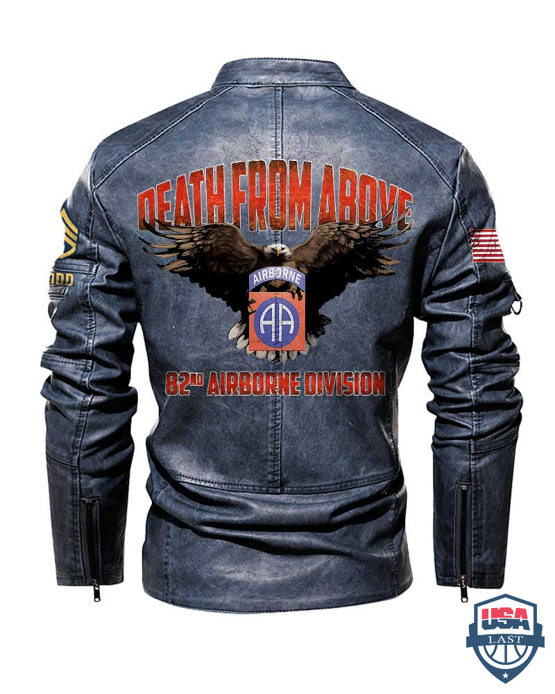 82nd Airborne Division Death From Above Custom Collar Leather Jacket - USALast