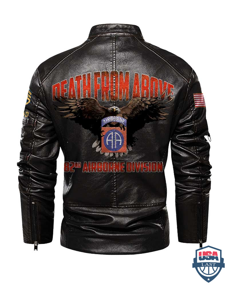82nd Airborne Division Death From Above Custom Collar Leather Jacket - HVSun