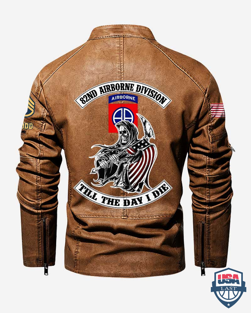 82nd Airborne Division Till The Day I Die Personalized Leather Jacket - HVSun