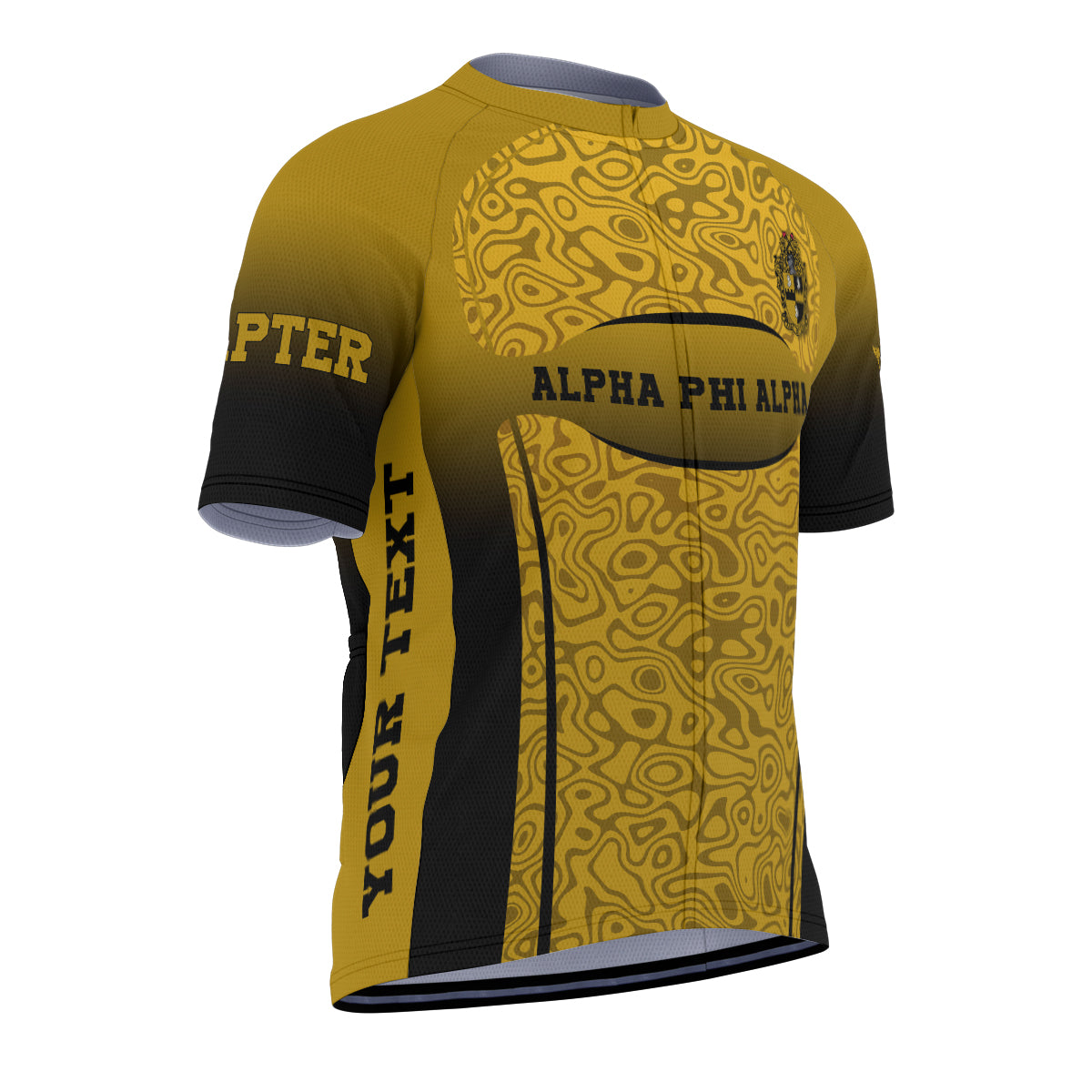 Alpha Phi Alpha Cycling Jersey Custom Black Gold Geometric Lines Style