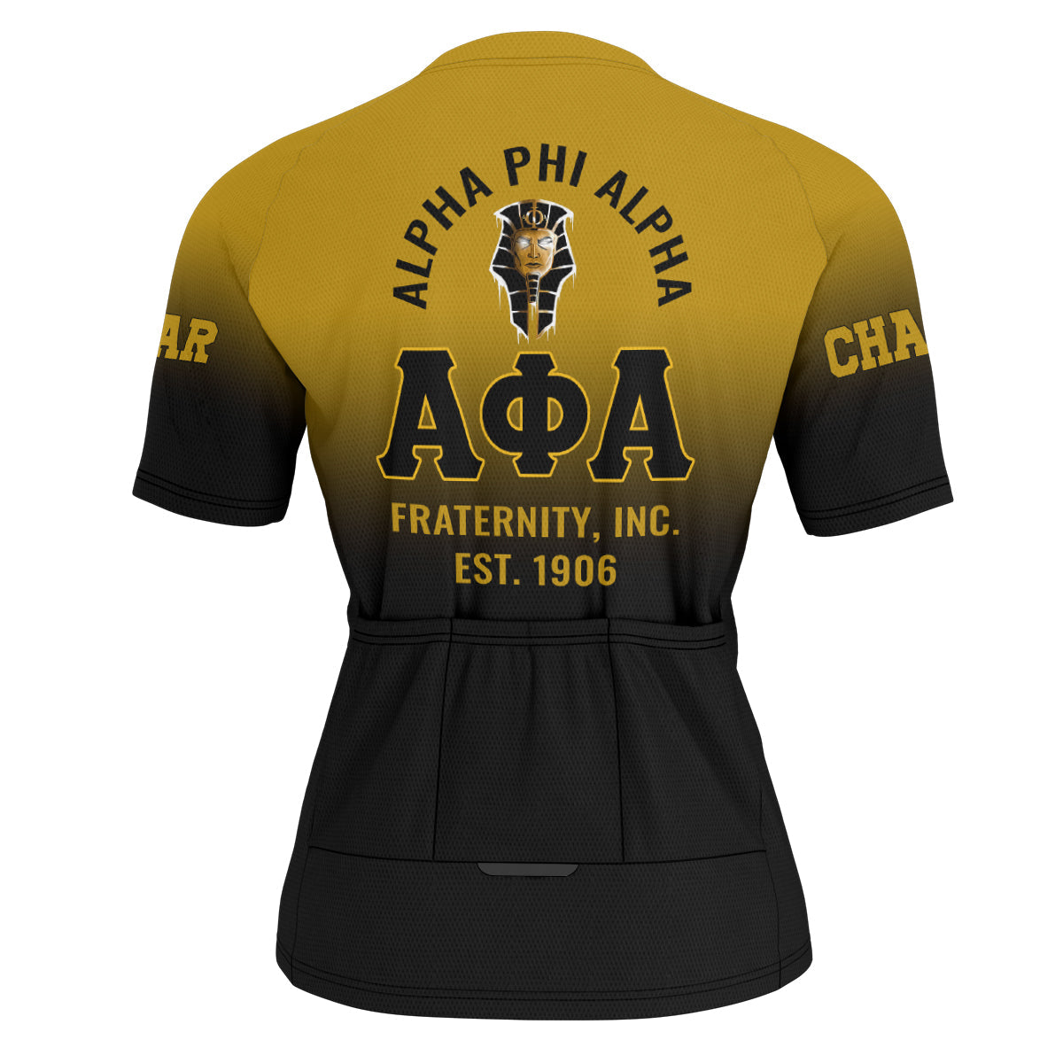Alpha Phi Alpha Cycling Jersey Custom Black Gold Geometric Lines Style