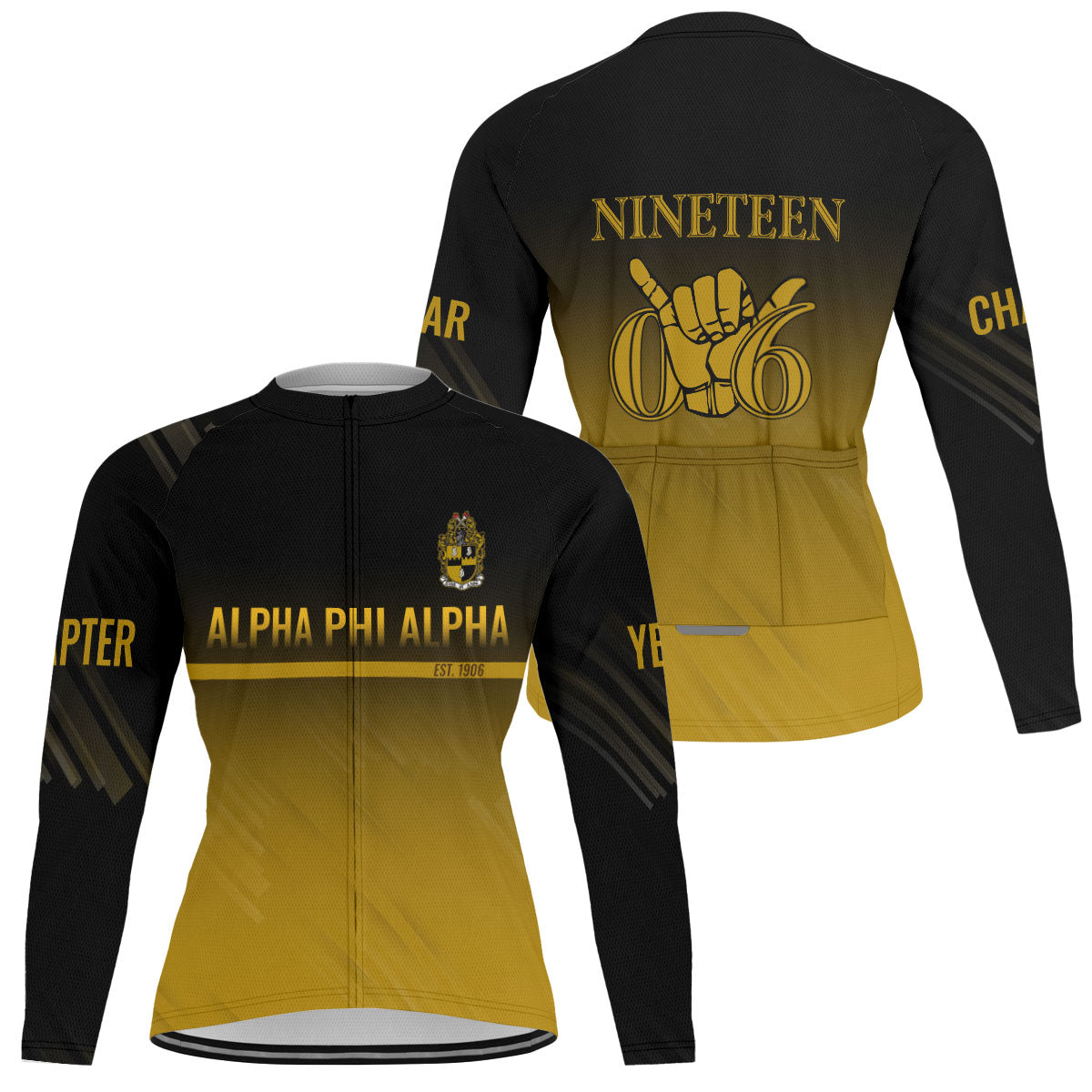 Alpha Phi Alpha Cycling Jersey Custom Black Gold Iced Style