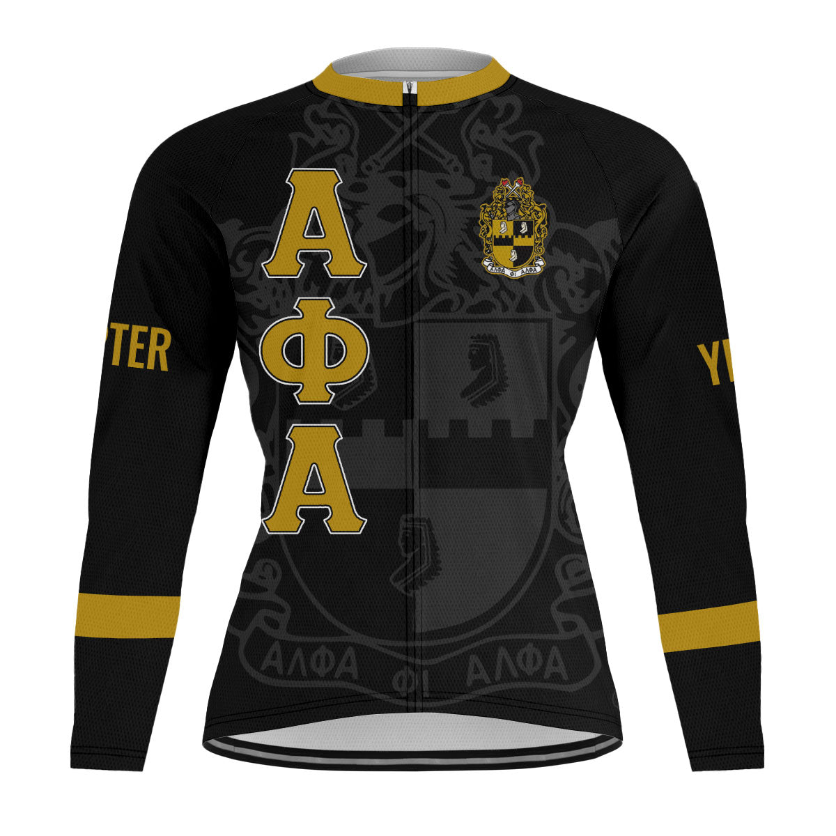 Alpha Phi Alpha Cycling Jersey Custom Black Gold Triangle Style