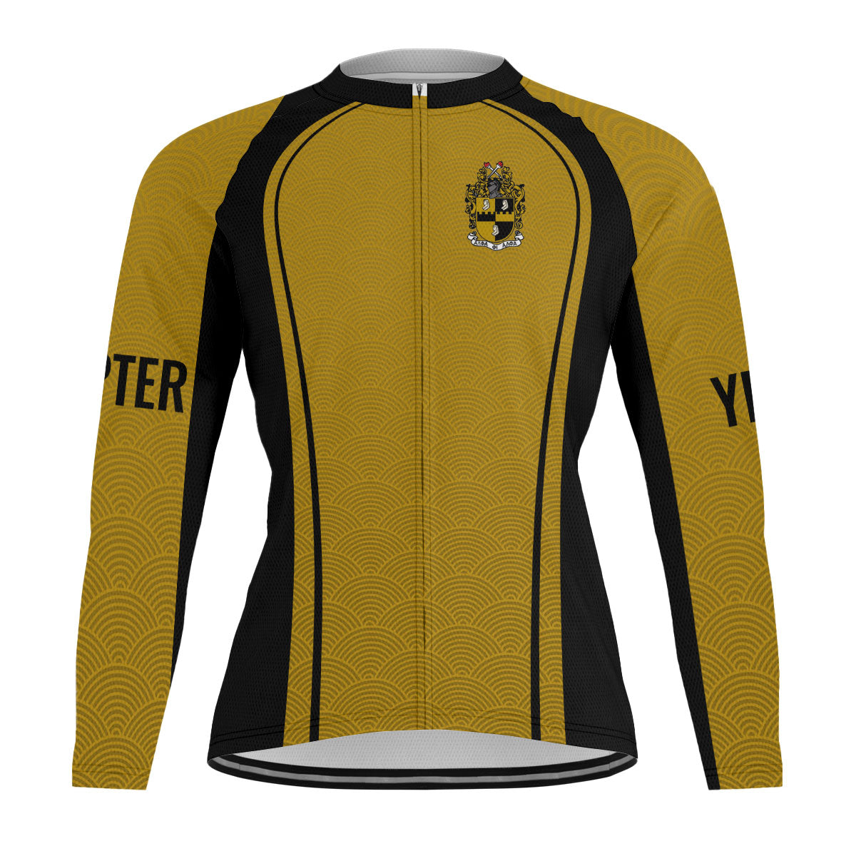 Alpha Phi Alpha Cycling Jersey Custom Yellow Black Wave Style