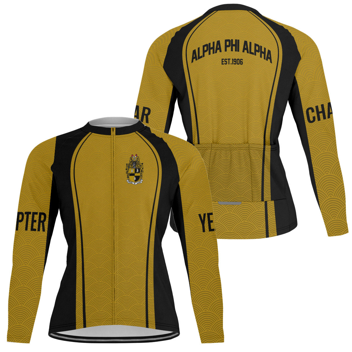 Alpha Phi Alpha Cycling Jersey Custom Yellow Black Wave Style