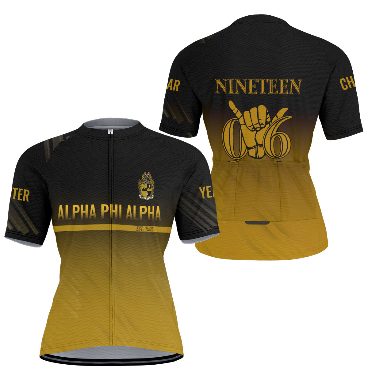 Alpha Phi Alpha Cycling Jersey Custom Black Gold Iced Style