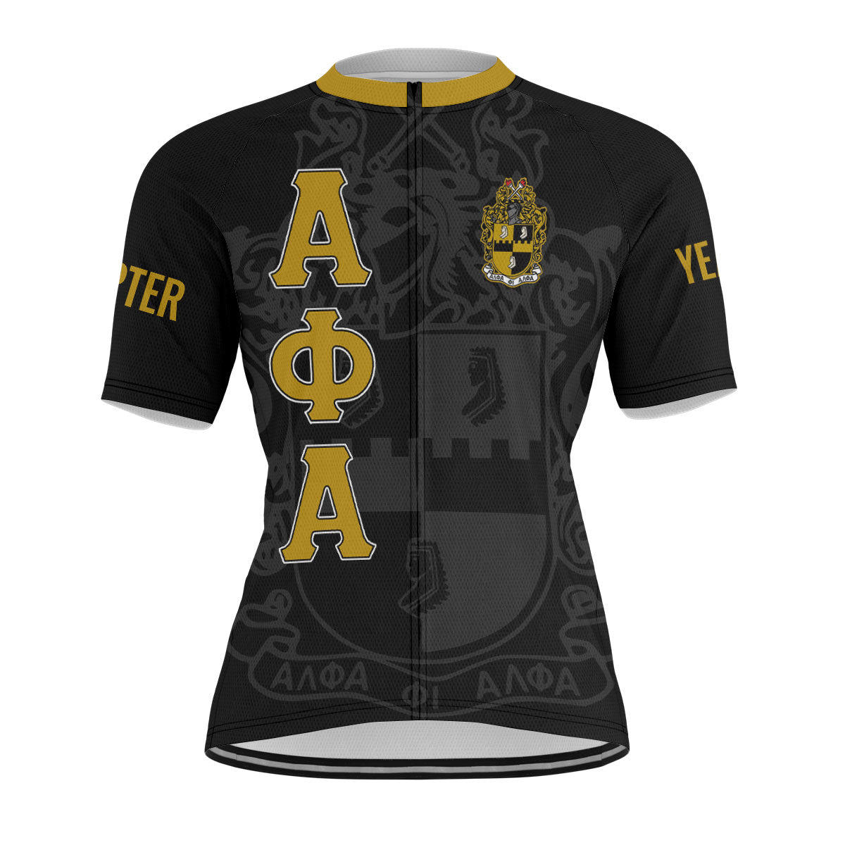 Alpha Phi Alpha Cycling Jersey Custom Black Gold Triangle Style