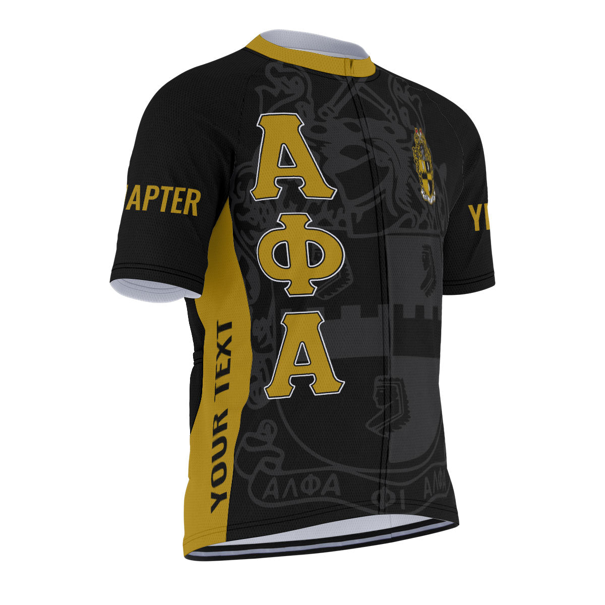 Alpha Phi Alpha Cycling Jersey Custom Black Gold Triangle Style