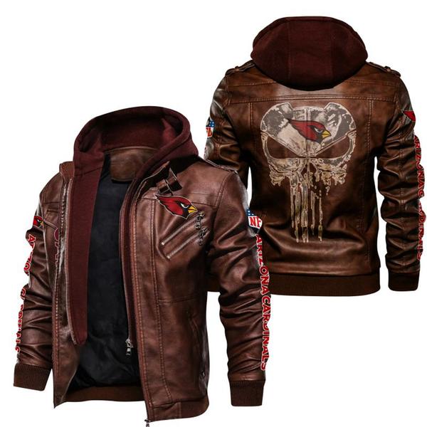 Arizona Cardinals NFL Punisher Skull Leather Jacket New T180921 - HVsun