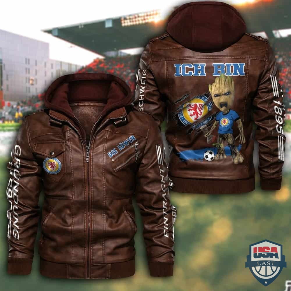 Eintracht Braunschweig FC Hooded Leather Jacket - HVsun