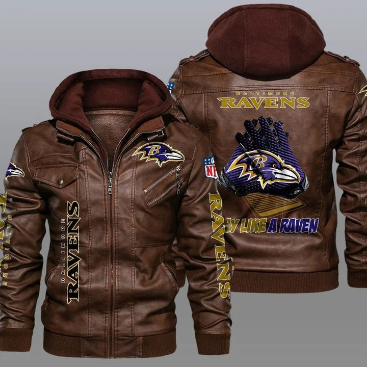 Baltimore ravens NFL play like a raven leather jacket - K181121 - HVsun