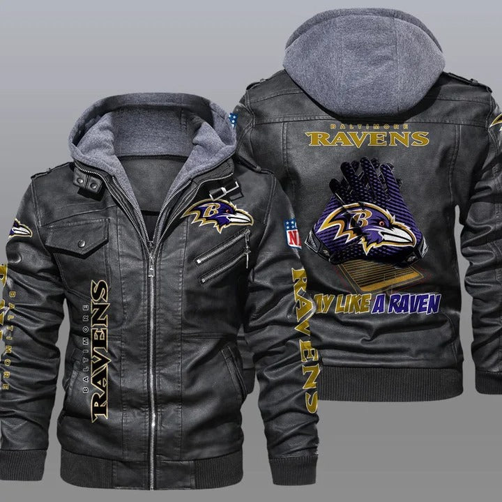 Baltimore ravens NFL play like a raven leather jacket - K181121 - HVsun