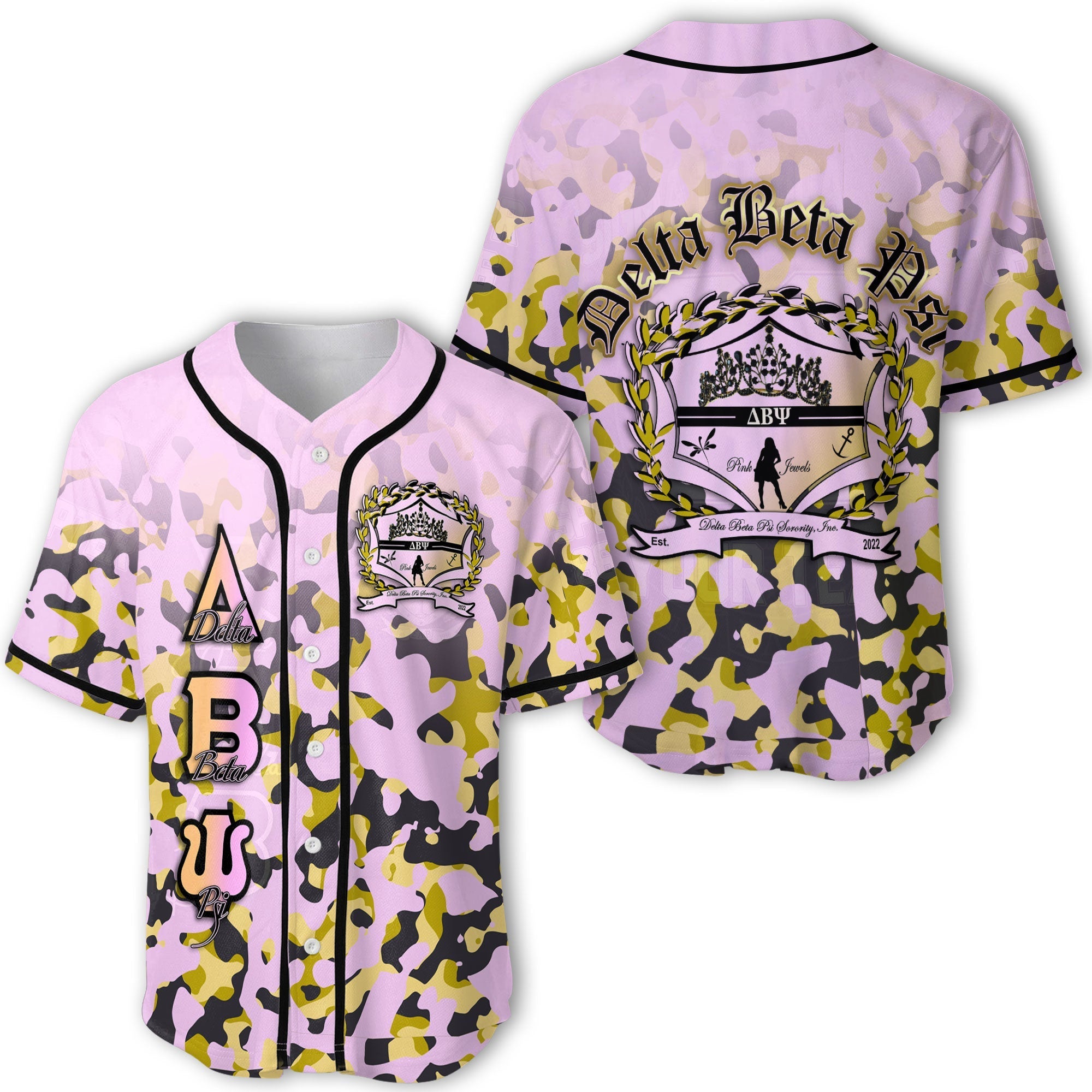 Sorority Baseball Jersey - Delta Beta Psi Baseball Jersey Camouflage Style