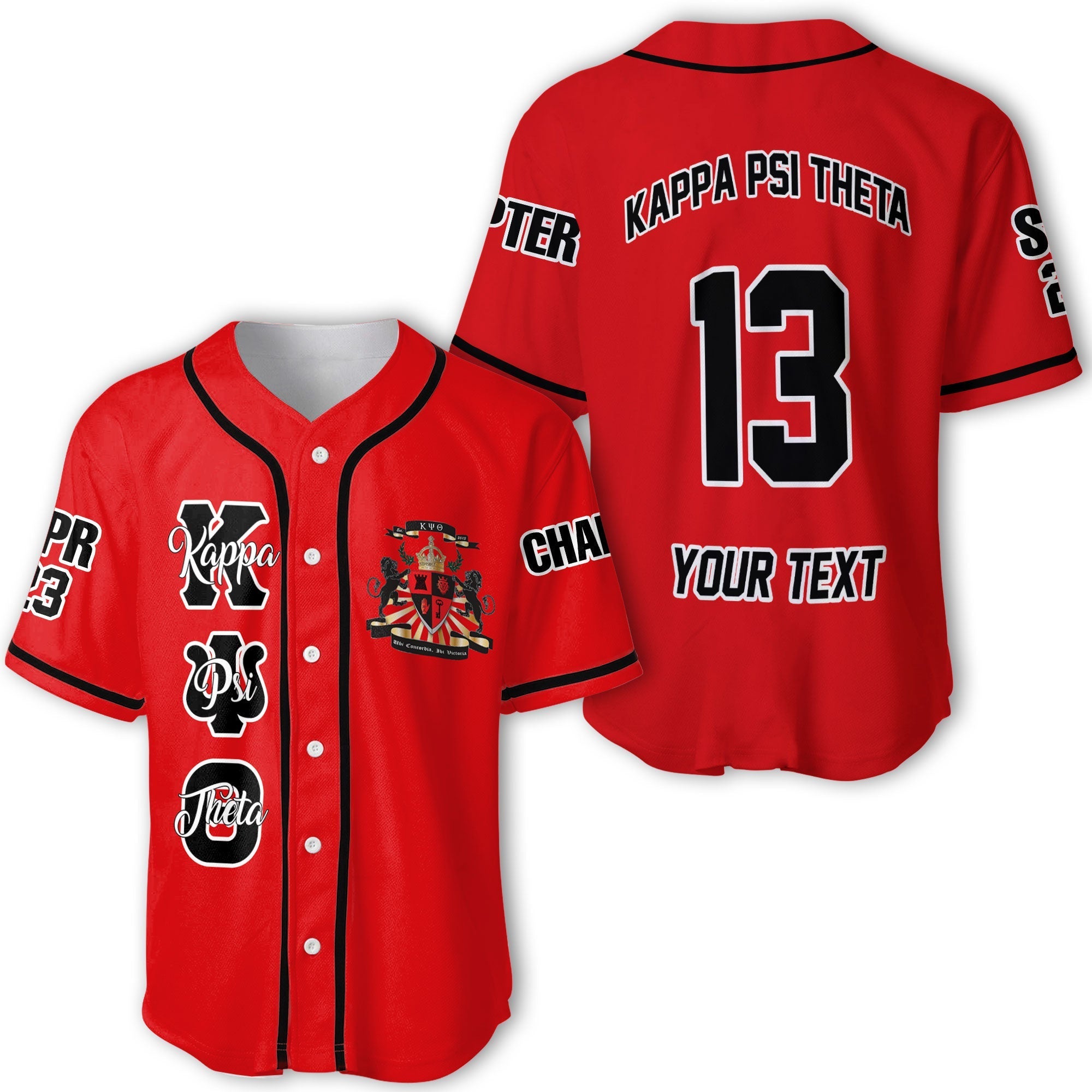 Fraternity Baseball Jersey - Personalized Kappa Psi Theta Baseball Jersey Original Red Style