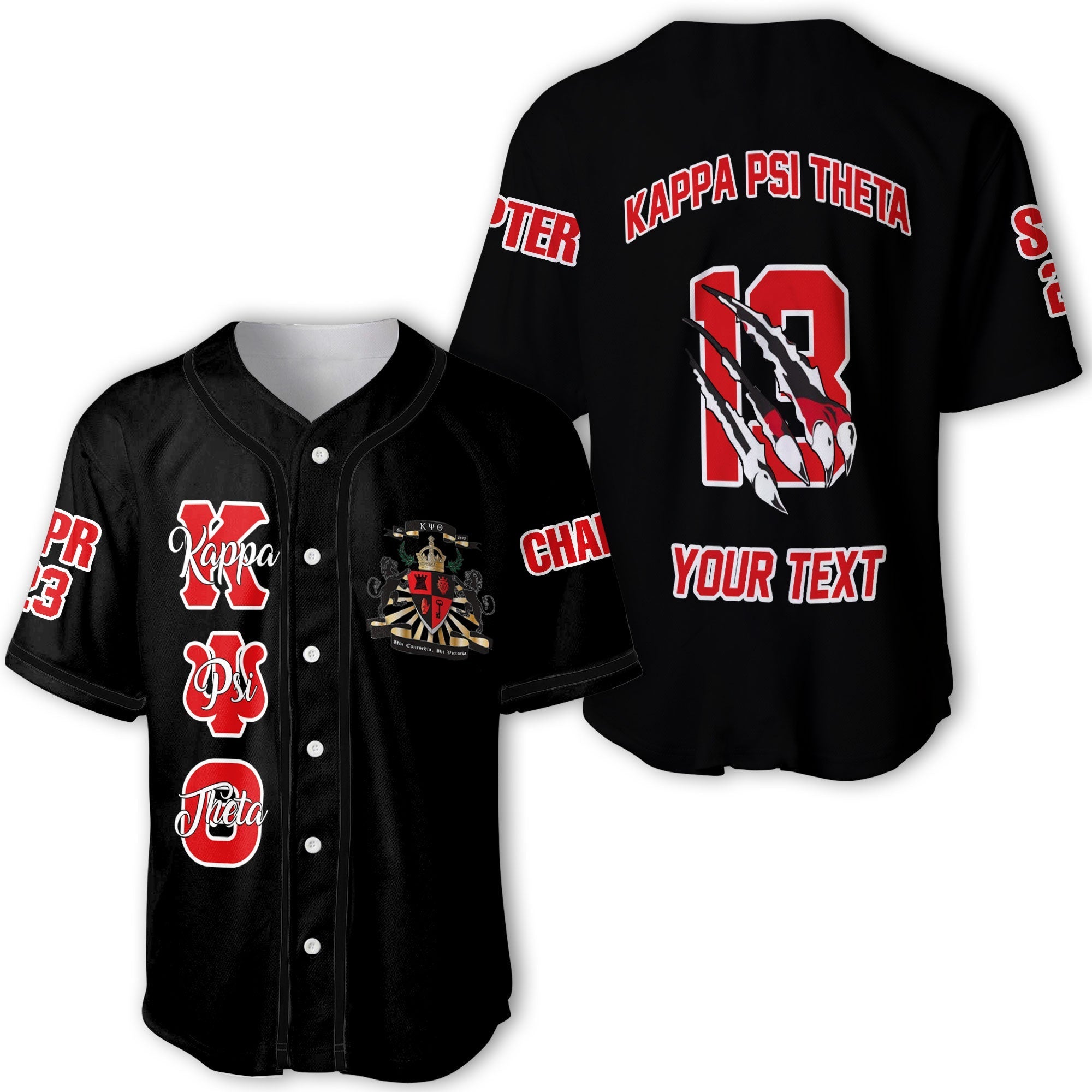 Fraternity Baseball Jersey - Personalized Kappa Psi Theta Baseball Jersey Original Lion Claws Style