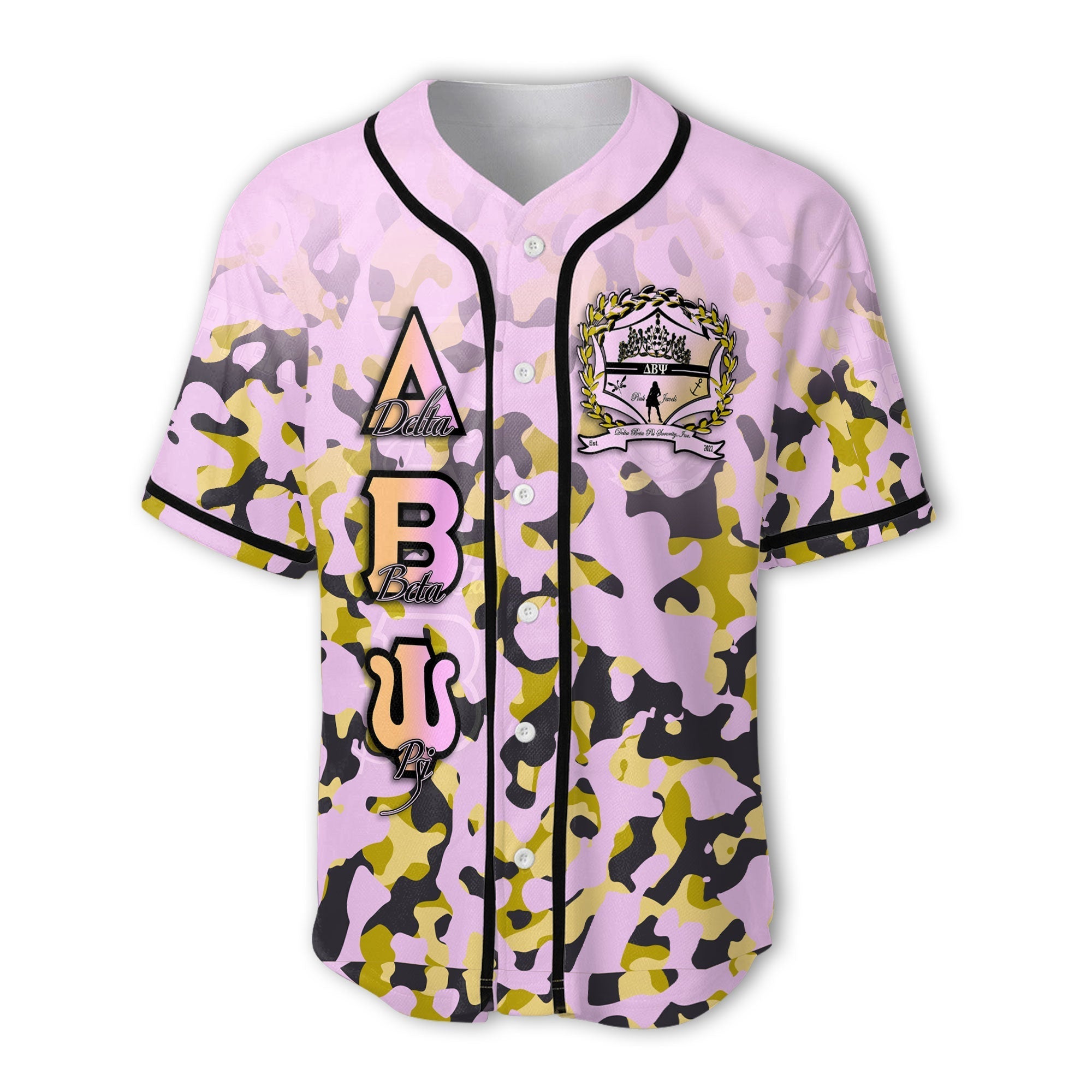 Sorority Baseball Jersey - Delta Beta Psi Baseball Jersey Camouflage Style