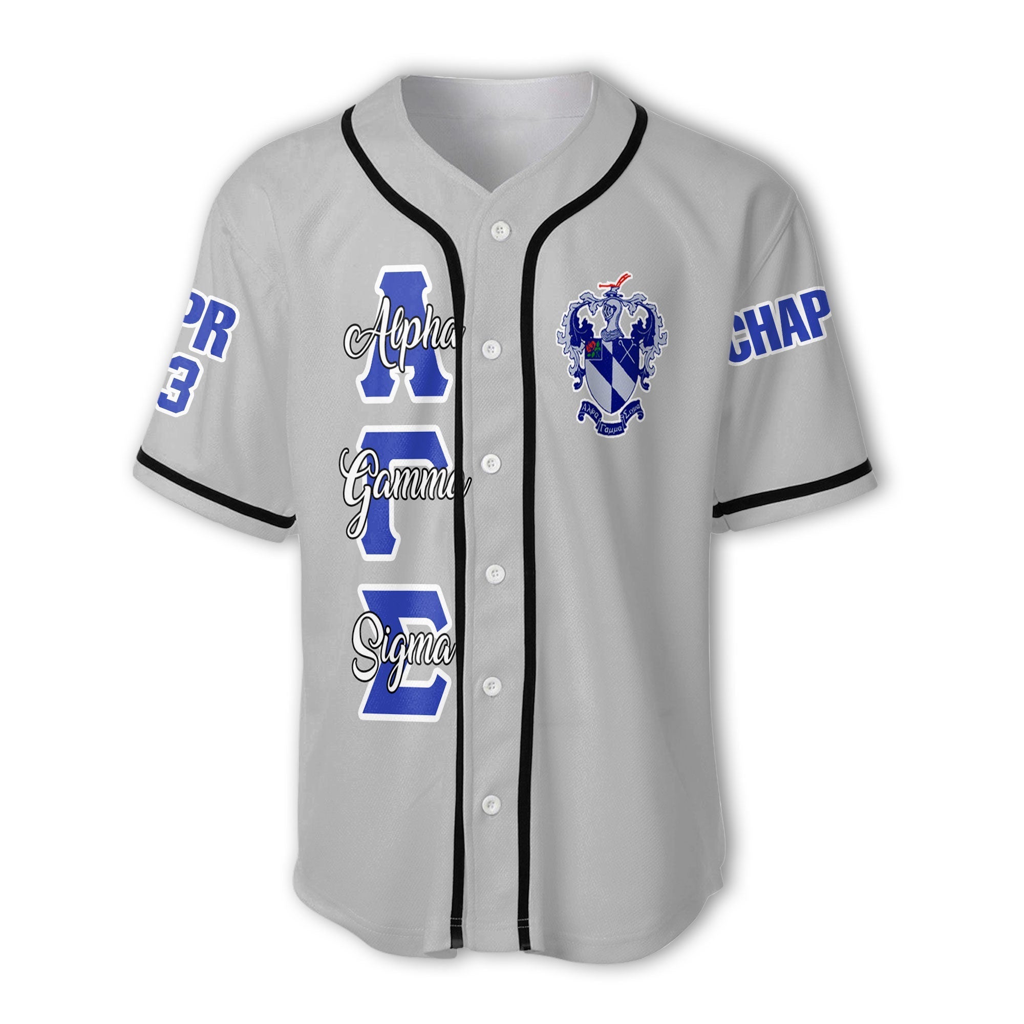 Fraternity Baseball Jersey - Personalized Alpha Gamma Sigma Baseball Jersey Original Silver Style