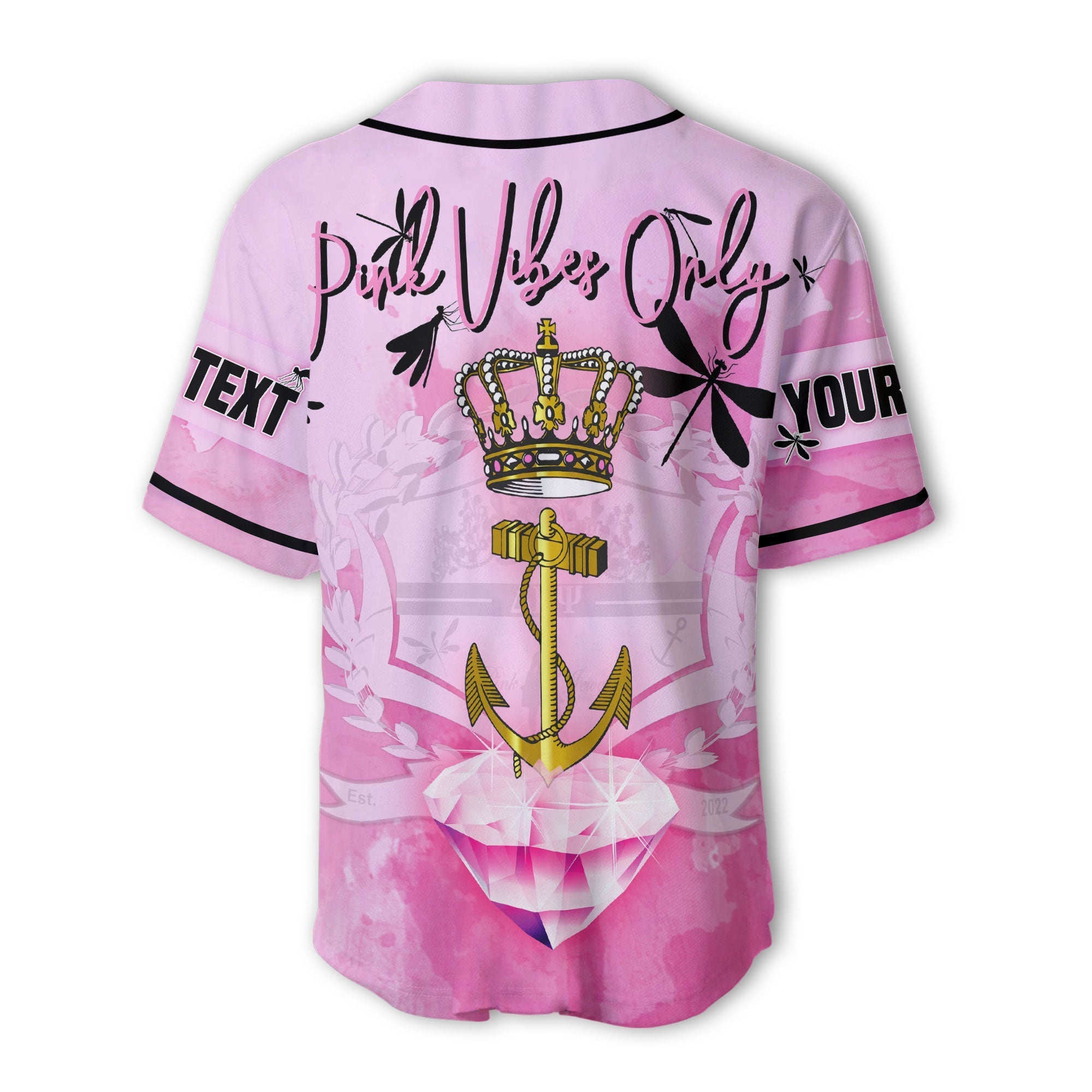 Sorority Baseball Jersey - Personalized Delta Beta Psi Baseball Jersey Pink Dragonfly Style