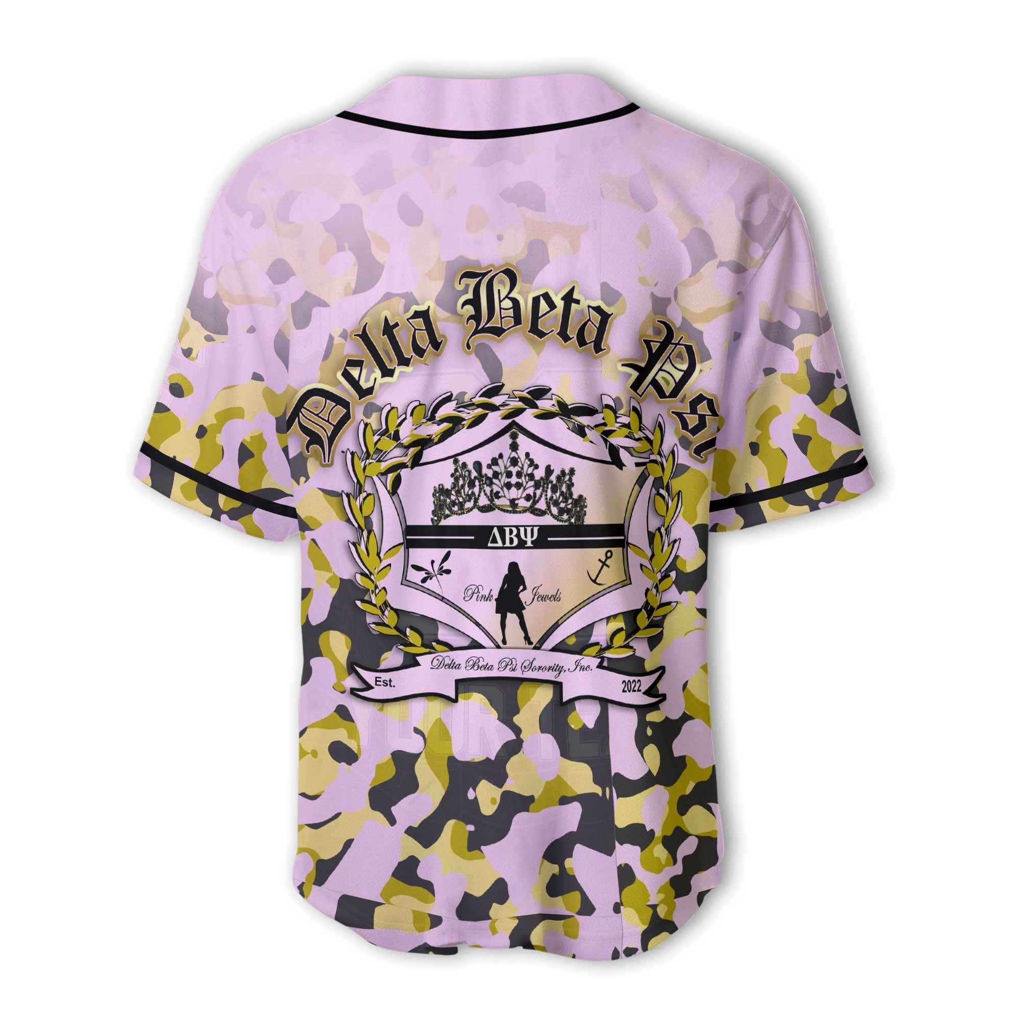 Sorority Baseball Jersey - Delta Beta Psi Baseball Jersey Camouflage Style